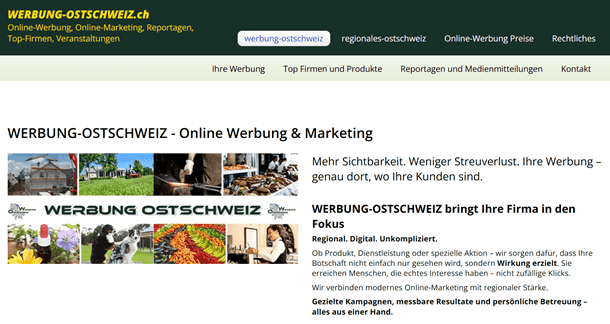 Webseite www.Werbung-Ostschweiz.ch